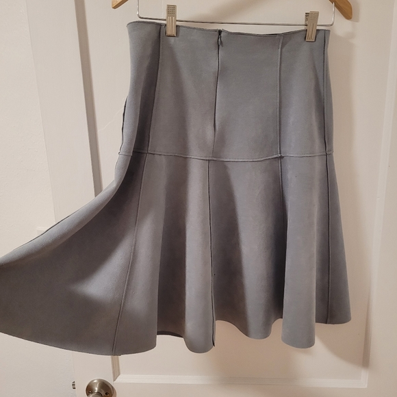 Zara A Line Midi suede grey skirt large - Picture 3 of 6
